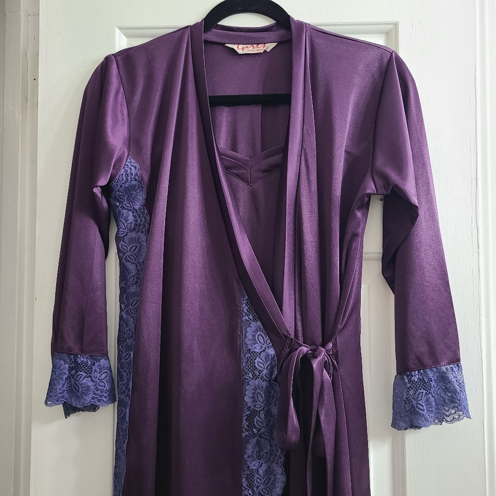 Purple Vintage Nightgown and Robe Set